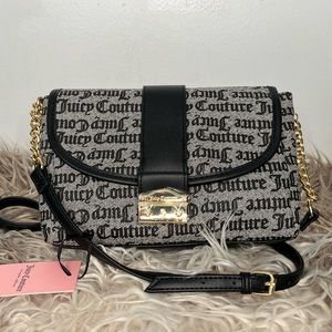 Juicy Couture Pop That Lock Flap Crossbody Black Bag NWT